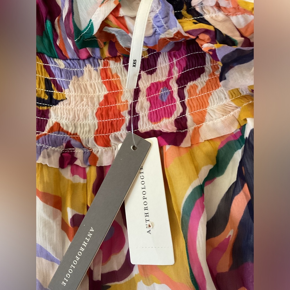 Anthropologie The Odetta Ruffled V-Neck Dress NWT XXS - Picture 5 of 7